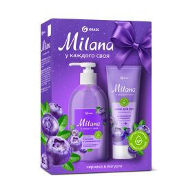 Подарочный набор «Milana черника в йогурте» мыло 300мл+крем 80мл Подарочный набор «Milana черника в йогурте» мыло 300мл+крем 80мл
