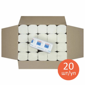 Полотенца бумажные 250 шт., LAIMA (H3) UNIVERSAL WHITE PLUS, 1-слойные, белые, КОМПЛЕКТ 20 пачек, 23×22, V-сложение