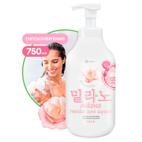 Гель-пенка для душа Grass Milana с экстрактом хлопка и молочными протеинами, 750 мл