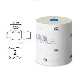 Полотенца бумажные рулонные 150 м, Tellus/TORK Matic (Система H1) ADVANCED, 2-слойные, белые (уп. 6шт.), 126501