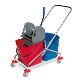 Двойная уборочная тележка с металической основой, 60л
