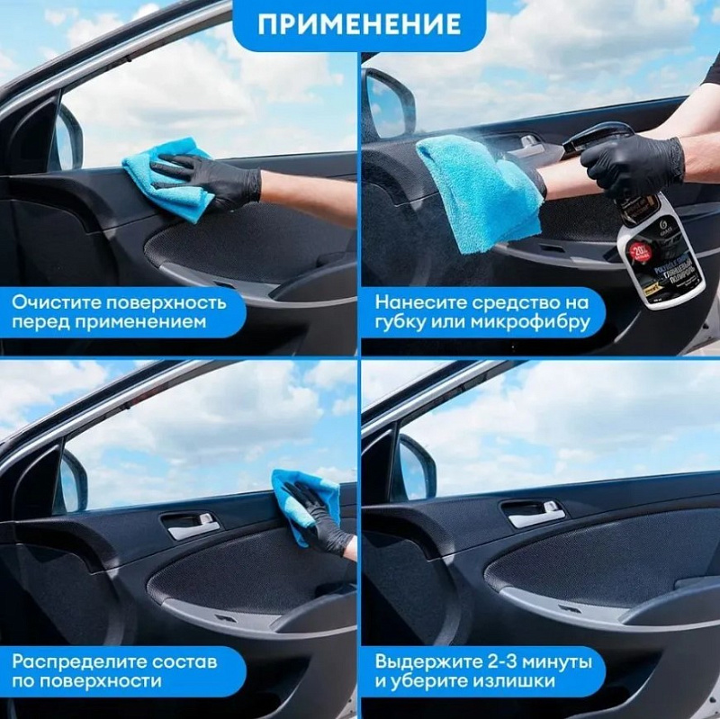 Глянцевый полироль для кожи, резины и пластика Grass "Polyrole Shine", 600 мл