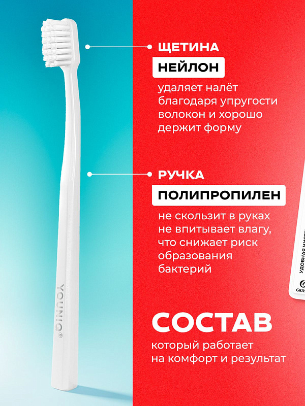 Зубная щетка YOUNIQ® мягкая, 12 шт/уп (6 белых, 6 голубых)