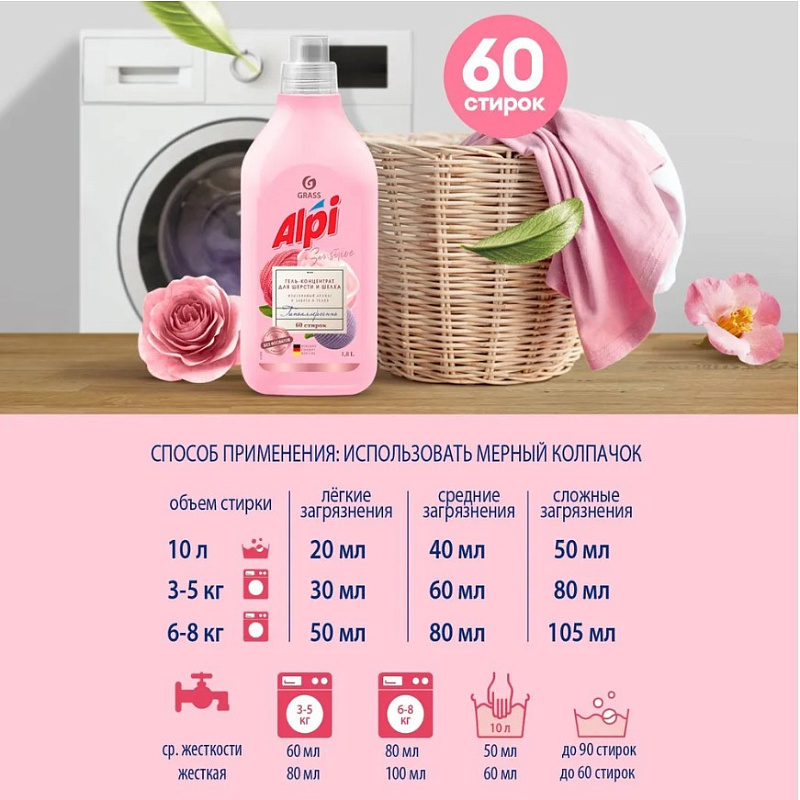 Гель-концентрат для шерсти и шелка "ALPI", 1,8 л