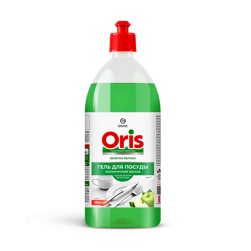 Средство для мытья посуды ORIS Зелёное яблоко, 1 л
