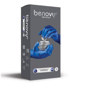 картинка перчатки латексные смотровые 25 пар (50 шт.), размер l (большой), синие, benovy high risk Перчатки латексные смотровые 25 пар (50 шт.), размер L (большой), синие, BENOVY High Risk