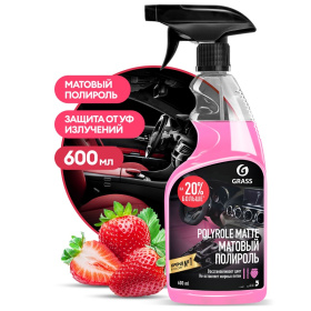 Полироль-очиститель пластика матовый Grass "Polyrole Matte" клубника, 600 мл Полироль-очиститель пластика матовый Grass "Polyrole Matte" клубника, 600 мл