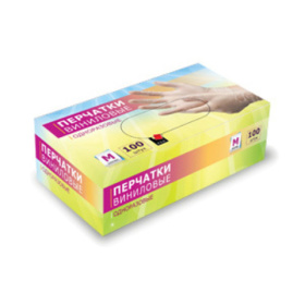 картинка перчатки виниловые одноразовые m (100шт/уп) Перчатки виниловые одноразовые M (100шт/уп)