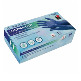картинка перчатки латексные размер l прочные 48гр (50шт/уп) Перчатки латексные размер L прочные 48гр (50шт/уп)