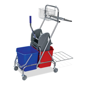 картинка тележка уборочная двойная с корзиной 34л Тележка уборочная двойная с корзиной 34л